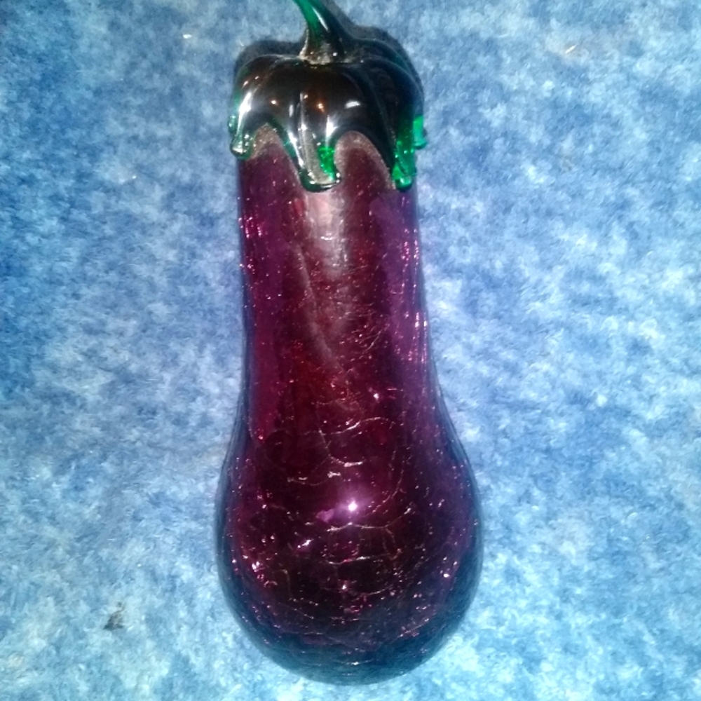 Blenko Crackle Glass Eggplant